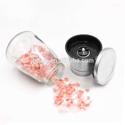 Stainless steel grinder and 160ml glass spices jar with adjustable advance ceramic grinder